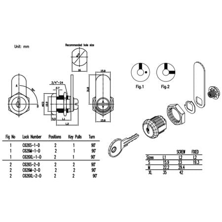 C626D Cam lock SPEC.