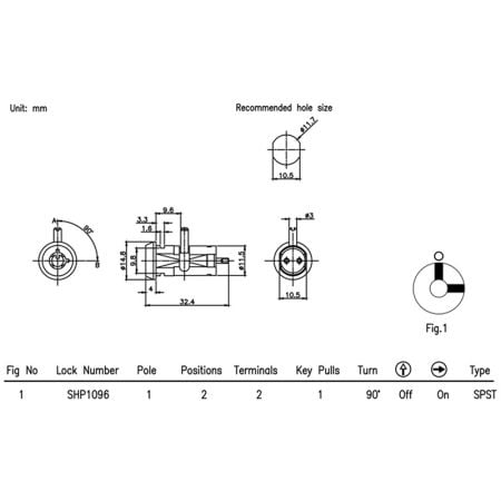 SHP1096 Key Switch SPEC.