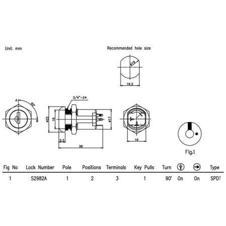 S2982A Key switch lock SPEC.