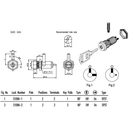 S1096 Key Switch Lock SPEC.