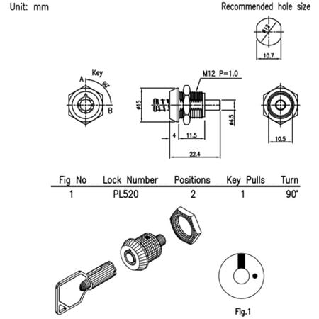 Push in lock PL520 SPEC.