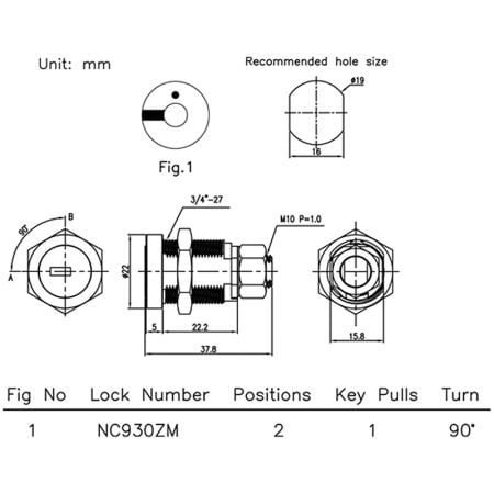Security lock NC930ZM SPEC.
