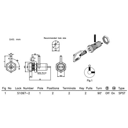 S1097 Key Switch Lock SPEC.