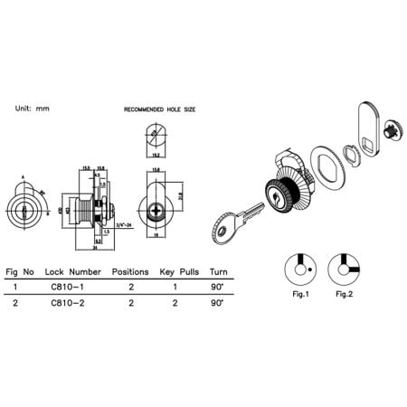 Glass Door Lock C810 SPEC.