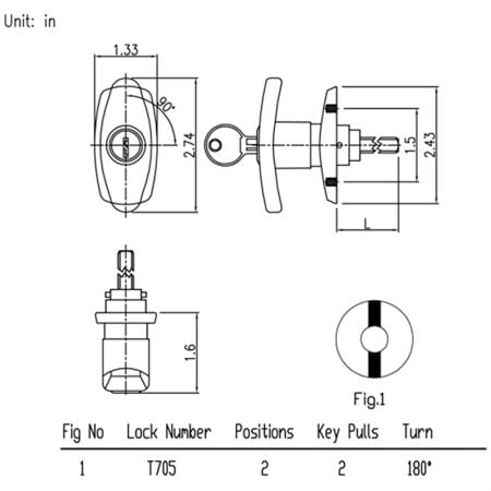 Handle lock T705 SPEC.