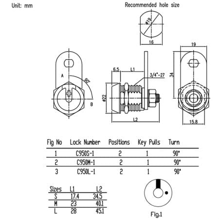 Tubular lock C950 SPEC.
