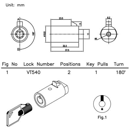 Vending Machine Lock VT540 SPEC.