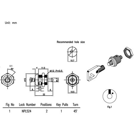 Push in lock NPL524 SPEC.