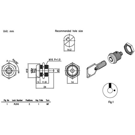 16mm 7 pin push in lock PL310 SPEC.
